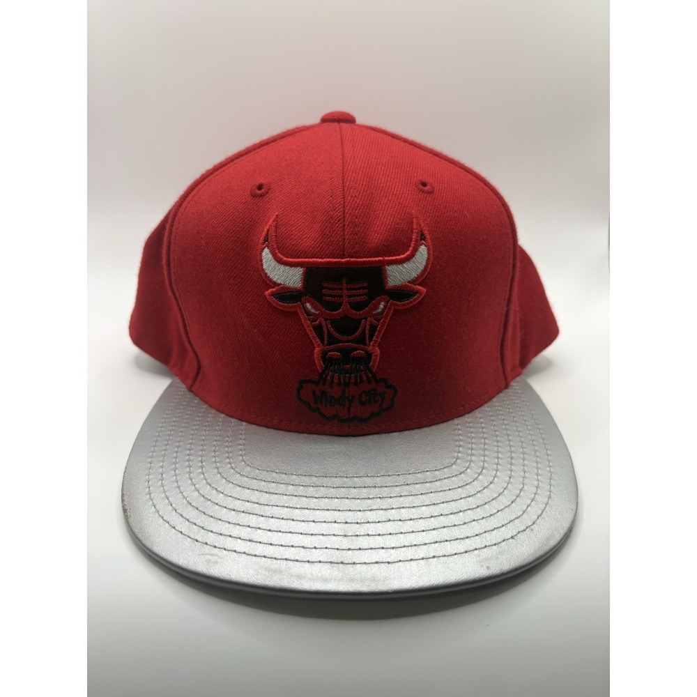 Mitchell & Ness Chicago Bulls Windy City Snapback Hat Red Silver NBA Cap OSFA